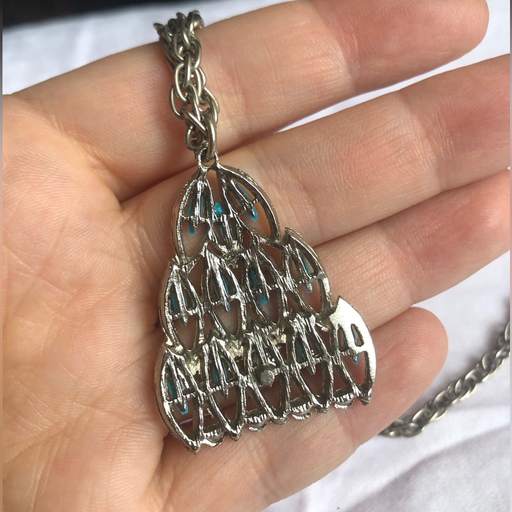 Silver and Turquoise Pendant Necklace - Picture 3 of 3